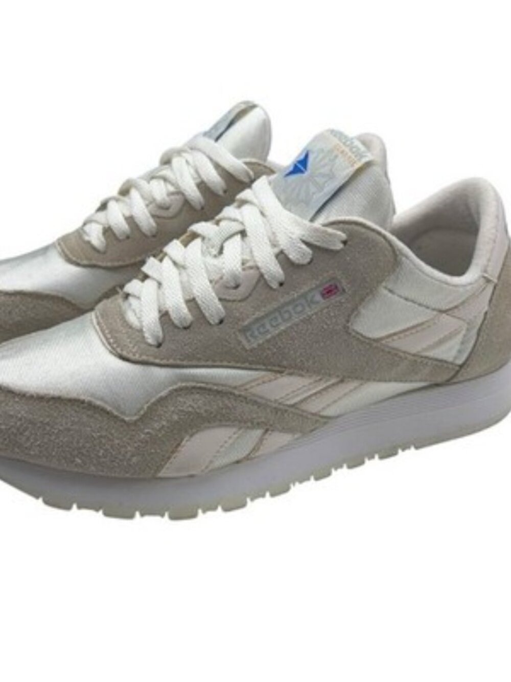 Reebok Classic CL Nylon Mens 8.5 Retro Lifestyle Running Shoes White